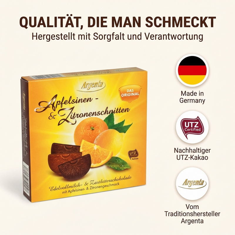 Argenta Apfelsinen- & Zitronenschnitten – fruchtig-herb in Nostalgiepackung 85 g