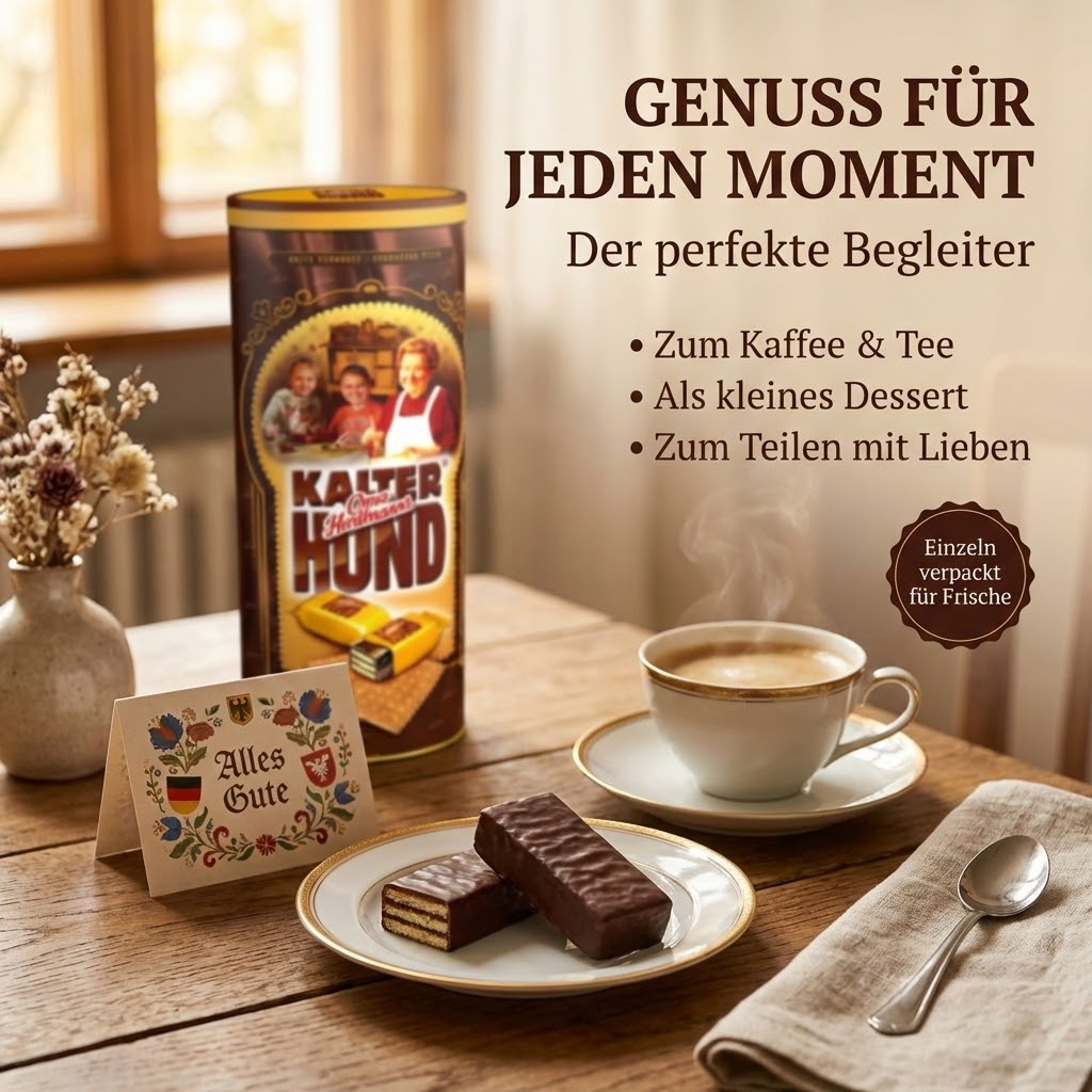 Oma Hartmanns Kalter Hund -Butterkeks-Sticks mit Kakaofüllung - in der Nostalgiedose zum Aufbewahren 325g