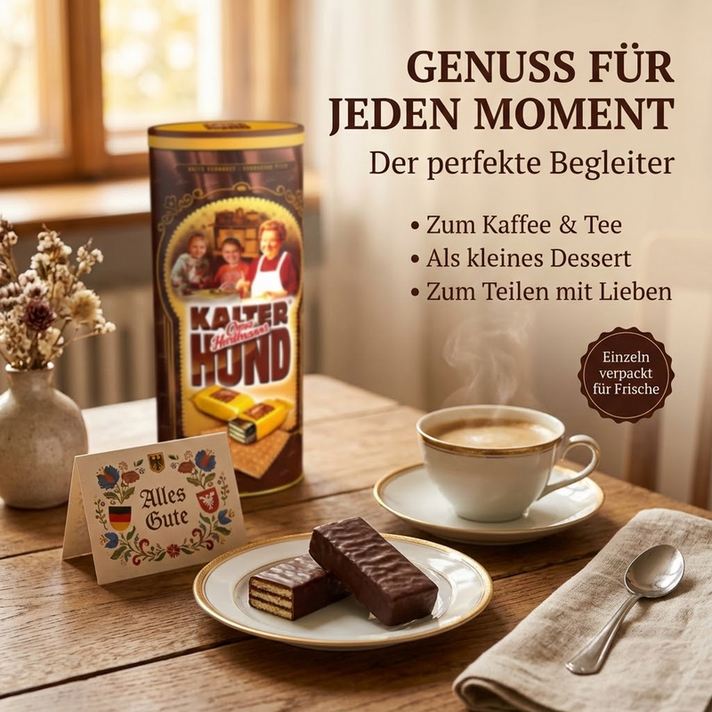 Oma Hartmanns Kalter Hund -Butterkeks-Sticks mit Kakaofüllung - in der Nostalgiedose zum Aufbewahren 325g