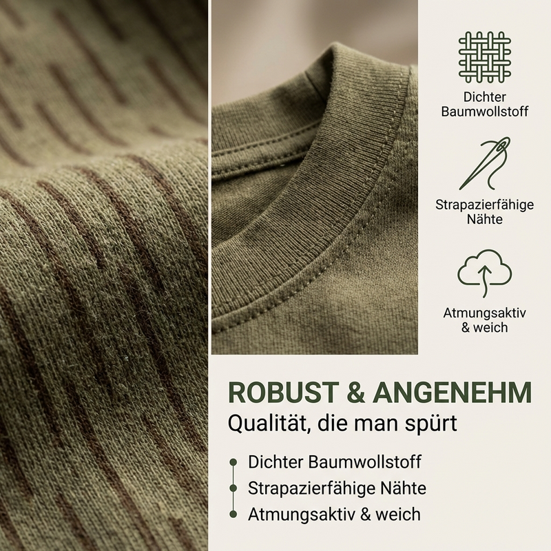 T-Shirt im NVA-Look mit Streifen - 100% Baumwolle - unisex