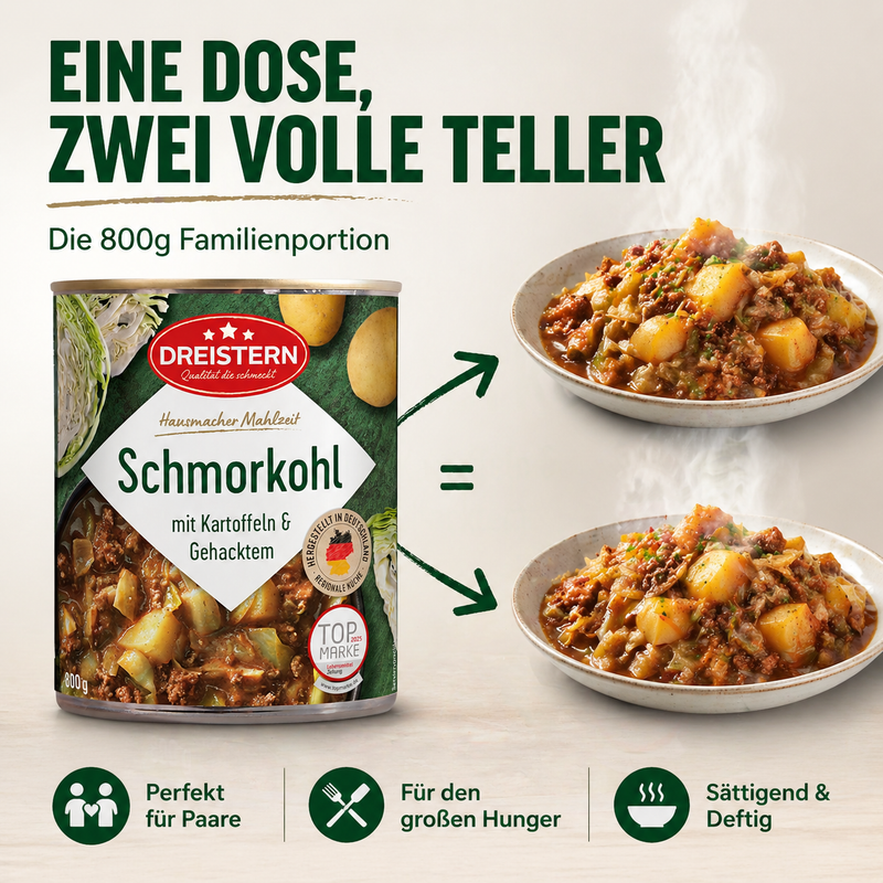 Dreistern Schmorkohl mit Kartoffeln und Gehacktem 800g