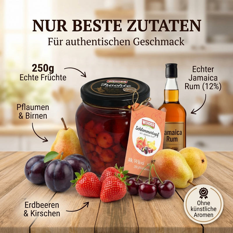 Werder Schlemmer-Rumtopf mit Jamaika Rum 14% vol. 250g Frucht - handgefertigt