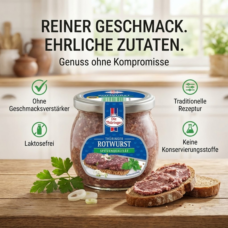 Die Thüringer Rotwurst im Schraubglas - herzhaft, traditionell, streichzart - 300g