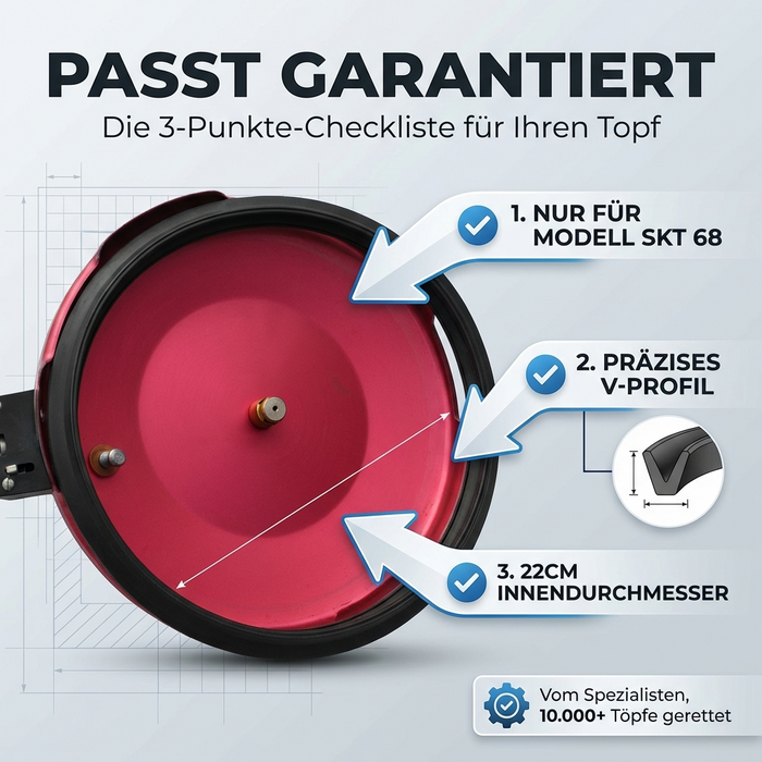 Dichtring SKT 68 mit V-Profil für Schnellkochtopf Foron Ø 22 cm