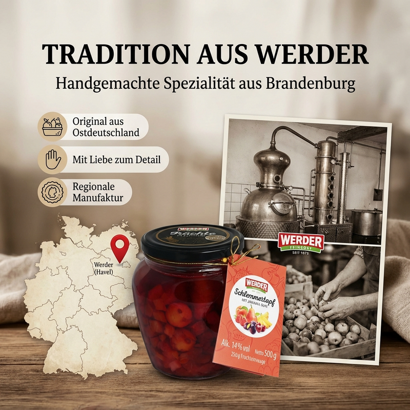 Werder Schlemmer-Rumtopf mit Jamaika Rum 14% vol. 250g Frucht - handgefertigt