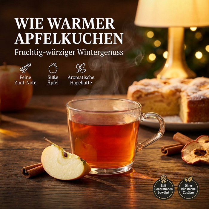 Goldmännchen Tee Wintertee Apfel-Zimt – aromatisierter Früchtetee mit Vitamin C, 20 einzeln kuvertierte Teebeutel