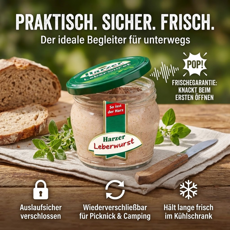 Keunecke Harzer Leberwurst – streichzart ohne Geschmacksverstärker - im Glas 200g