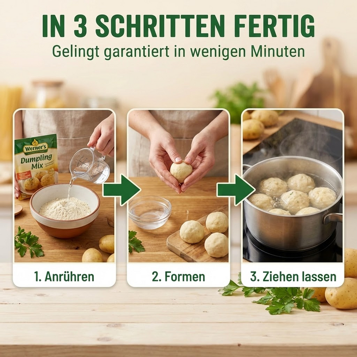 Werner’s Klöße halb & halb – 8 Stück - glutenfrei - Natur pur - schnell zubereitet