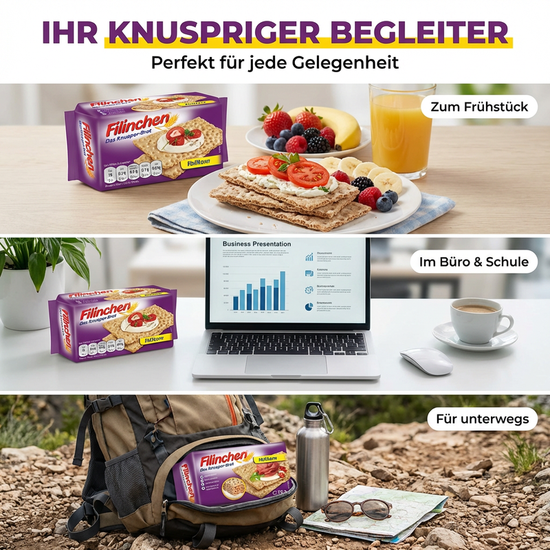 Filinchen Vollkorn - das Knusper-Brot laktosefrei & zuckerarm - gut bekömmlich 75g