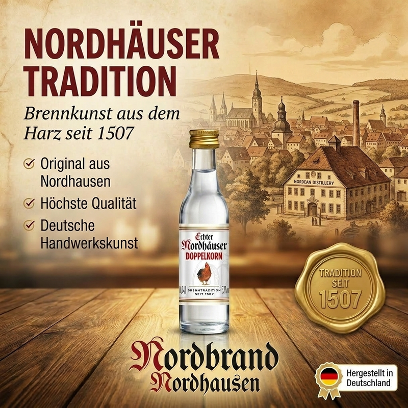 Echter Nordhäuser Doppelkorn 0,04 l, 38% vol. Roggenkorn aus Nordhausen