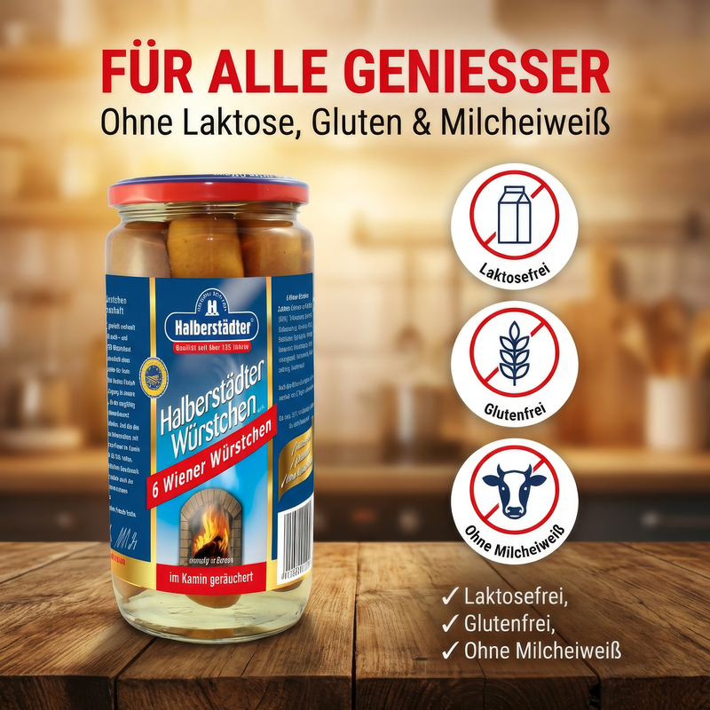Halberstädter Wiener Würstchen i.z.Saitl. - 6St. 250g - Kamin geräuchert