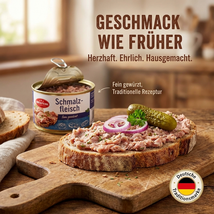 Dreistern – Schmalzfleisch 400g fein gewürzt nach Original-Rezept einfach öffnen und sofort genießen