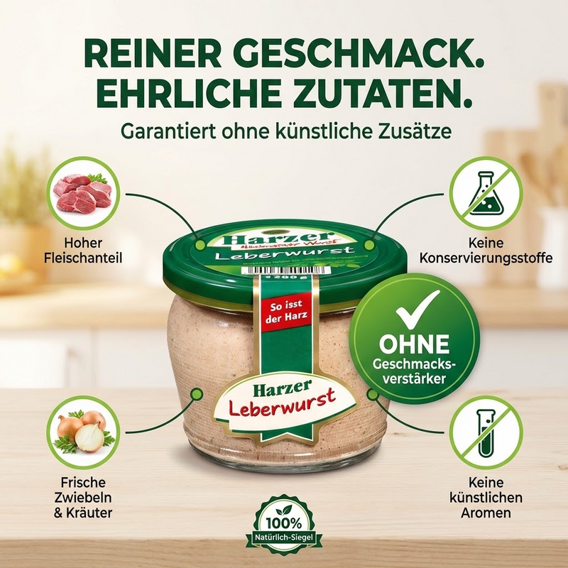 Keunecke Harzer Leberwurst – streichzart ohne Geschmacksverstärker - im Glas 200g