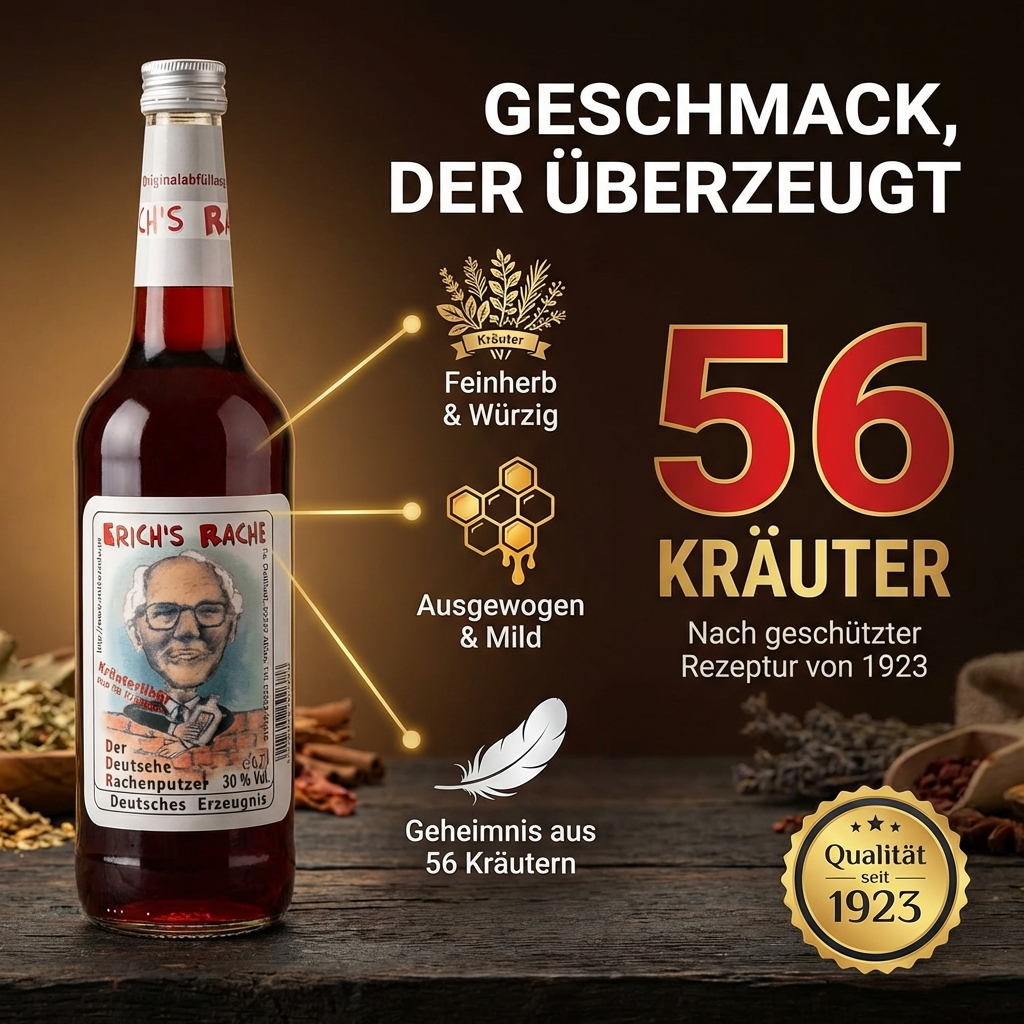 Halbbitter Erichs Rache 0,7l - Kräuterlikör aus 56 Kräutern 30% vol.