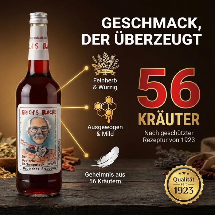 Halbbitter Erichs Rache 0,7l - Kräuterlikör aus 56 Kräutern 30% vol.