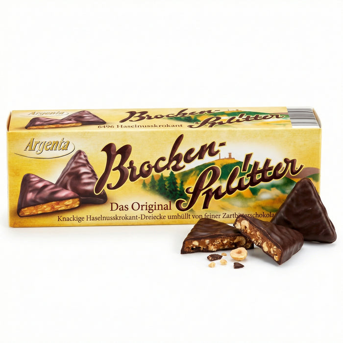 Argenta Brockensplitter mit Haselnuss – Knuspergenuss in Zartbitterform, 62,5 g