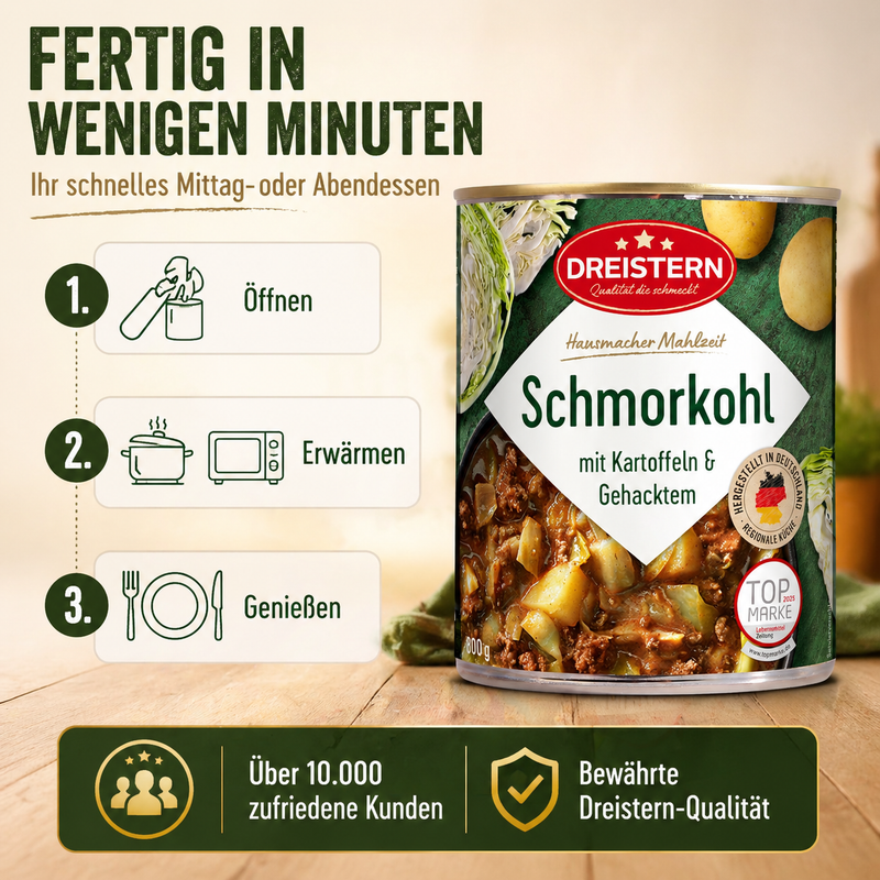 Dreistern Schmorkohl mit Kartoffeln und Gehacktem 800g
