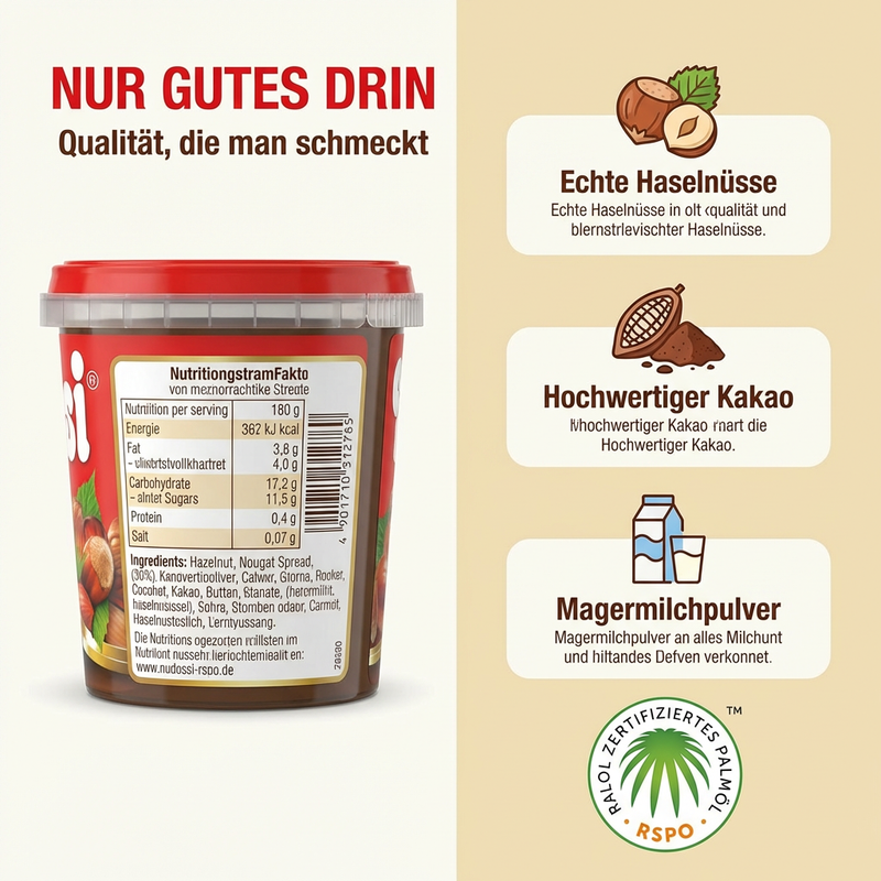 Nudossi - Nuß Nougat Creme, 200g - 36% Haselnüsse