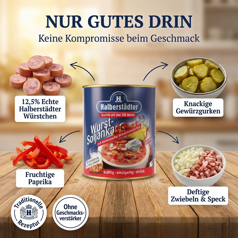 Halberstädter Wurstsoljanka 800ml – herzhafter Klassiker mit Halberstädter Würstchen