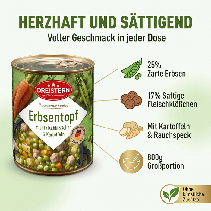 Erbsen - Eintopf mit Fleischklößchen (Dreistern) 800g
