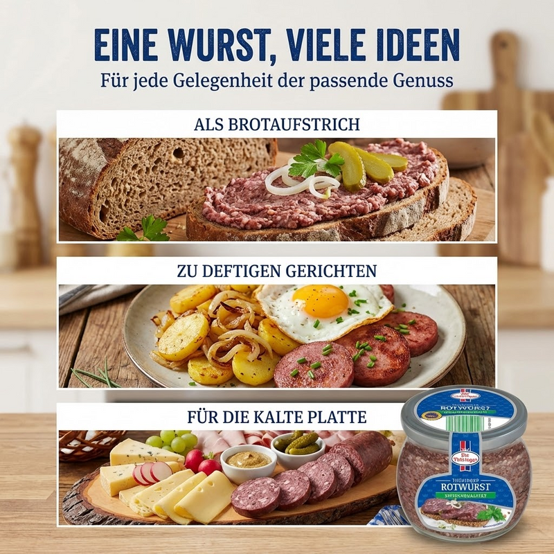 Die Thüringer Rotwurst im Schraubglas - herzhaft, traditionell, streichzart - 300g