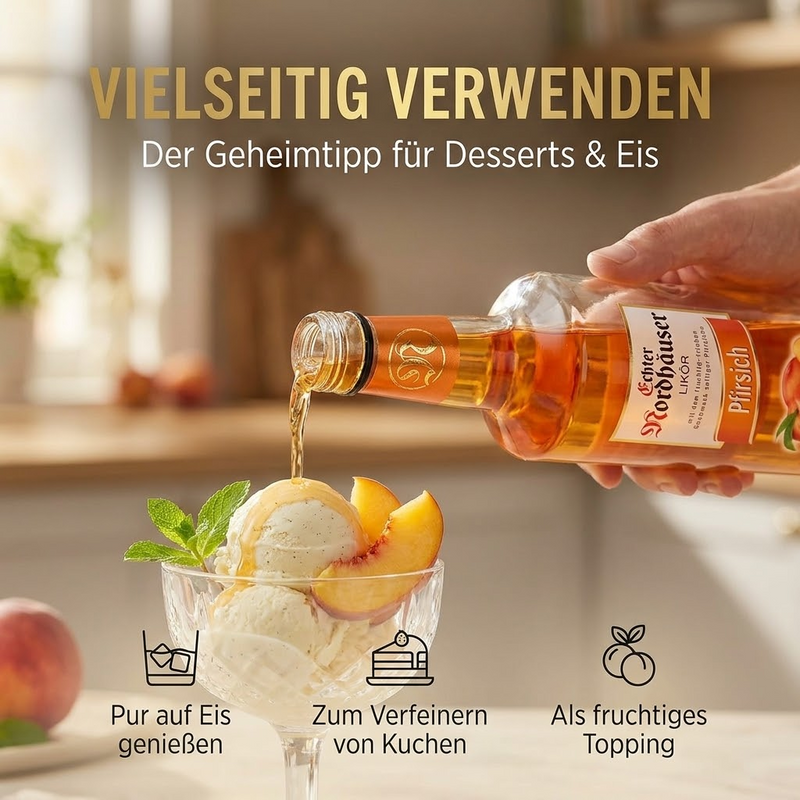 Echter Nordhäuser Pfirsich 0,7l - 17 % vol. fruchtiger Likör - nach Original-Rezeptur
