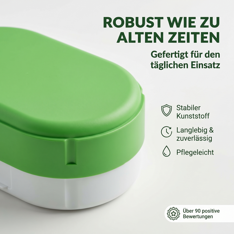 Sonja Plastic Brotdose grün-weiße oval und höhenverstellbar - flexibel einsetzbar  18 x 11 cm