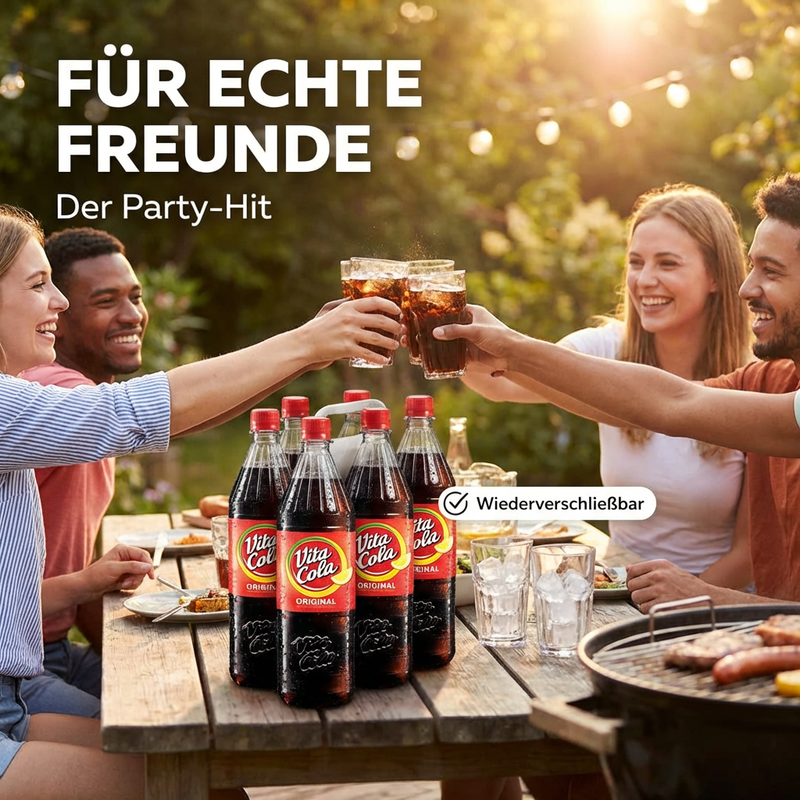 1,0 L VITA COLA Original Zitrone – koffeinhaltige Kult-Cola mit Citrus-Kick in Mehrwegflasche