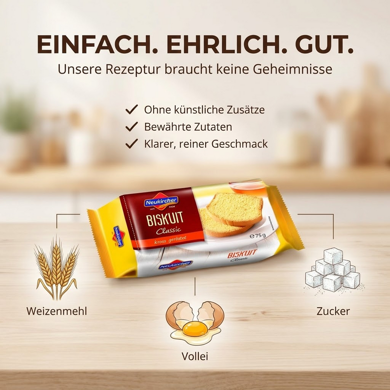Neukircher Biskuit Classic – kross gerösteter Biskuit mit Tradition seit 1900, 75 g