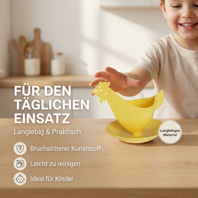 Eierbecher Frühstücks-Set - 6x Becher, 6x Löffel, 1x Geschenkbox