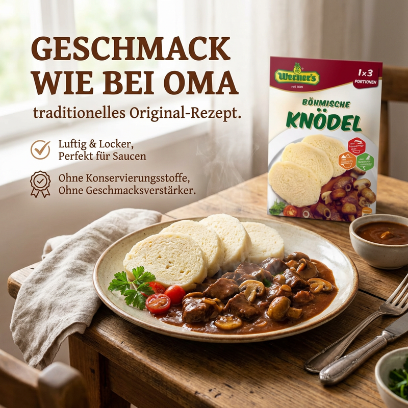 Werner's Böhmische Knödel - 3 Portionen Fertigmehlmischung -  Originalrezept aus Österreich