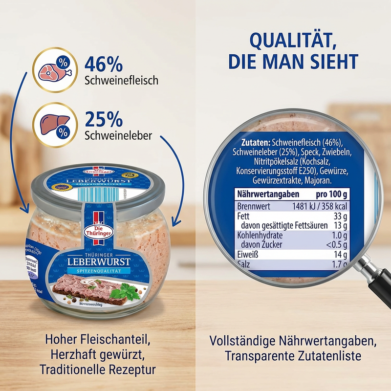 Thüringer Leberwurst 130g mit traditionellen Gewürzen