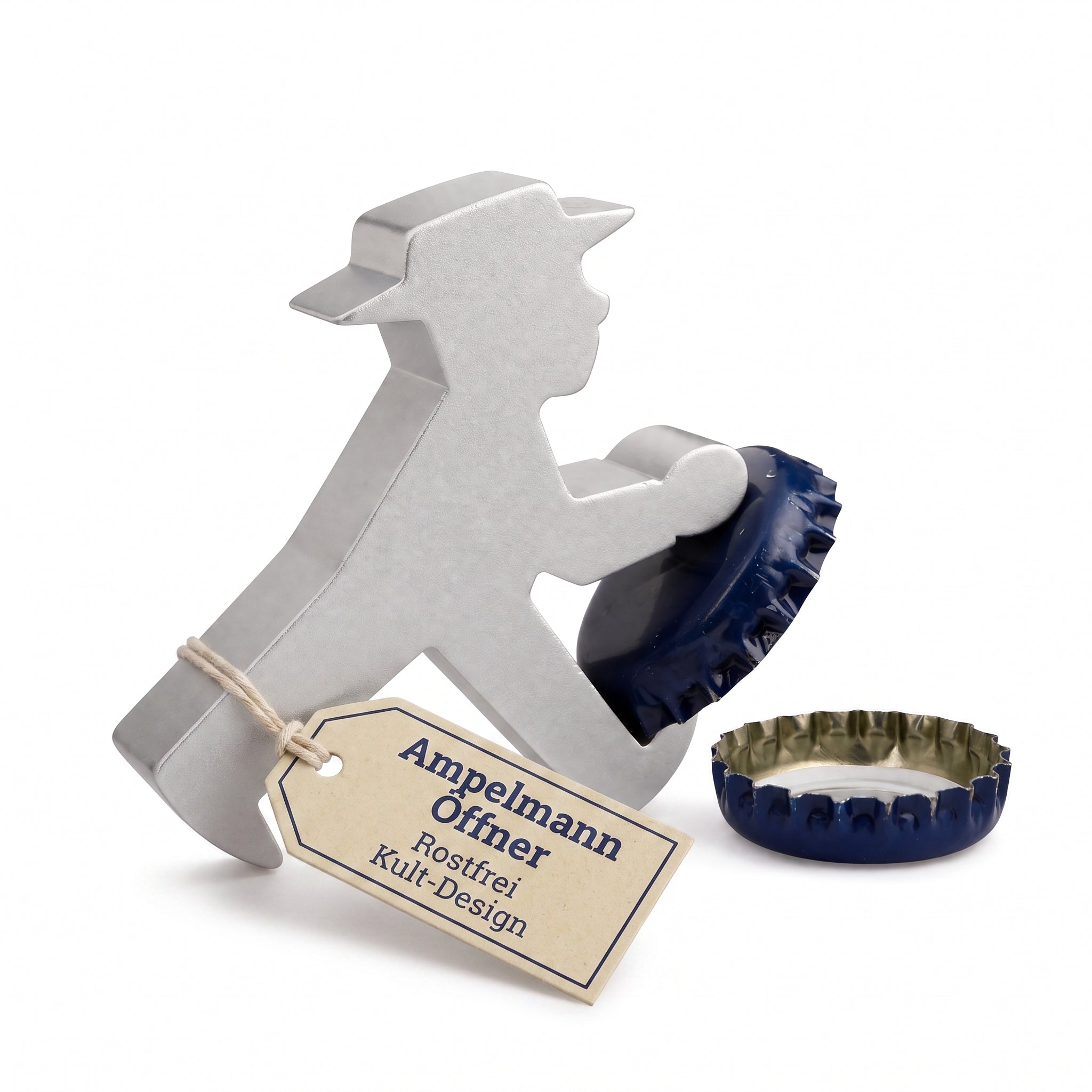 Stylischer Ampelmann-Flaschenöffner aus Alu - leicht & robust - 5,5 x 6 x 1,5 cm groß