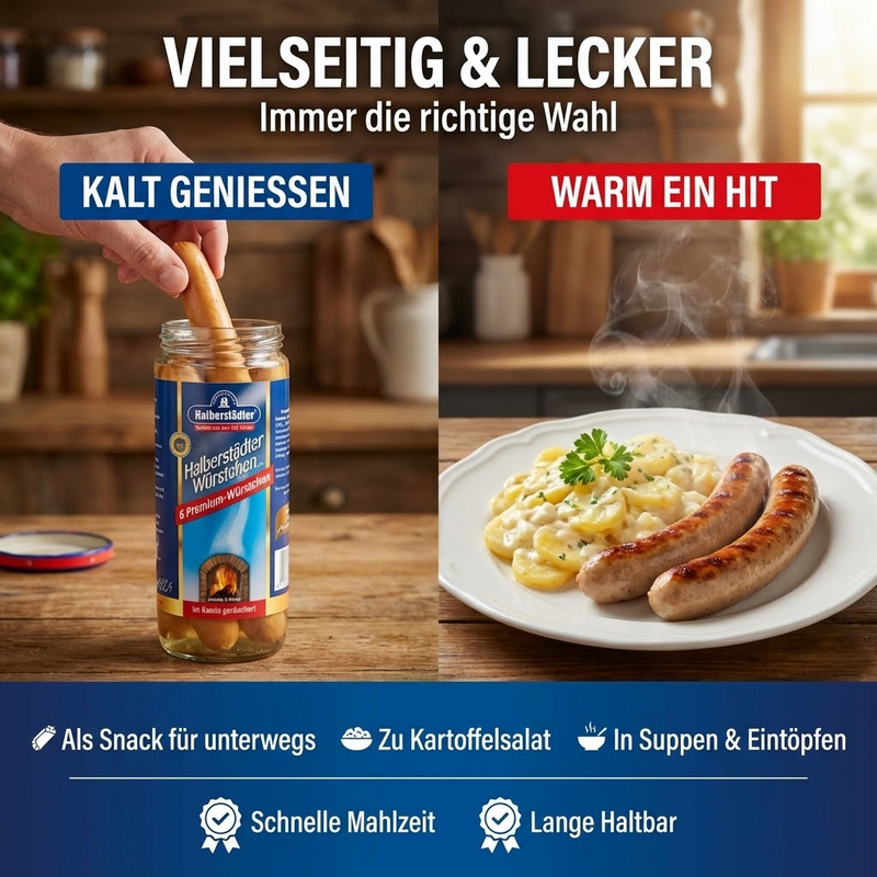 Halberstädter Premium-Würstchen im Glas 300g (6 x 50g) – im Kamin geräuchert einmalig in Europa