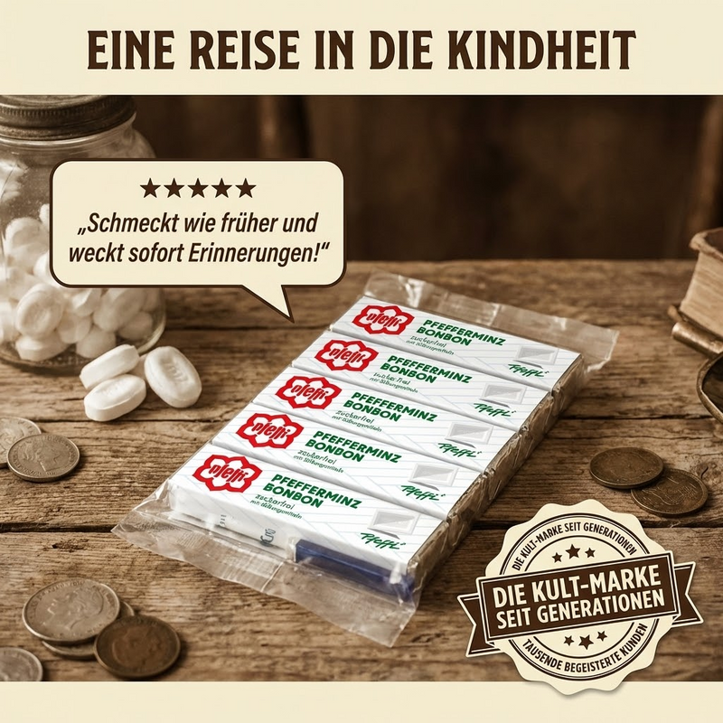 Pfeffi Pfefferminzbonbon zuckerfrei mit Süßungsmitteln 5er Pack