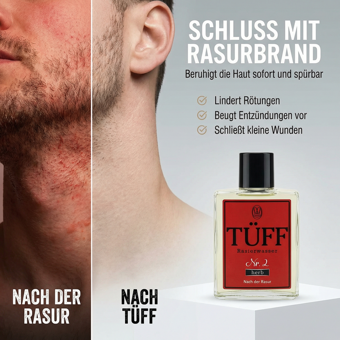 Tüff Nr. 2 - Rasierwasser nach der Rasur "herb" - pflanzlichen Wirkstoffe 100ml