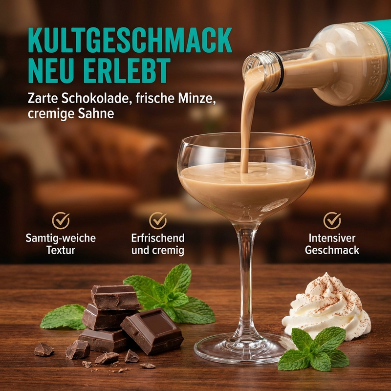 SCHILKIN Berliner Luft Schoko Likör 0,7 L – Frischer Pfefferminzlikör mit Sahne & Kakao 15% vol.