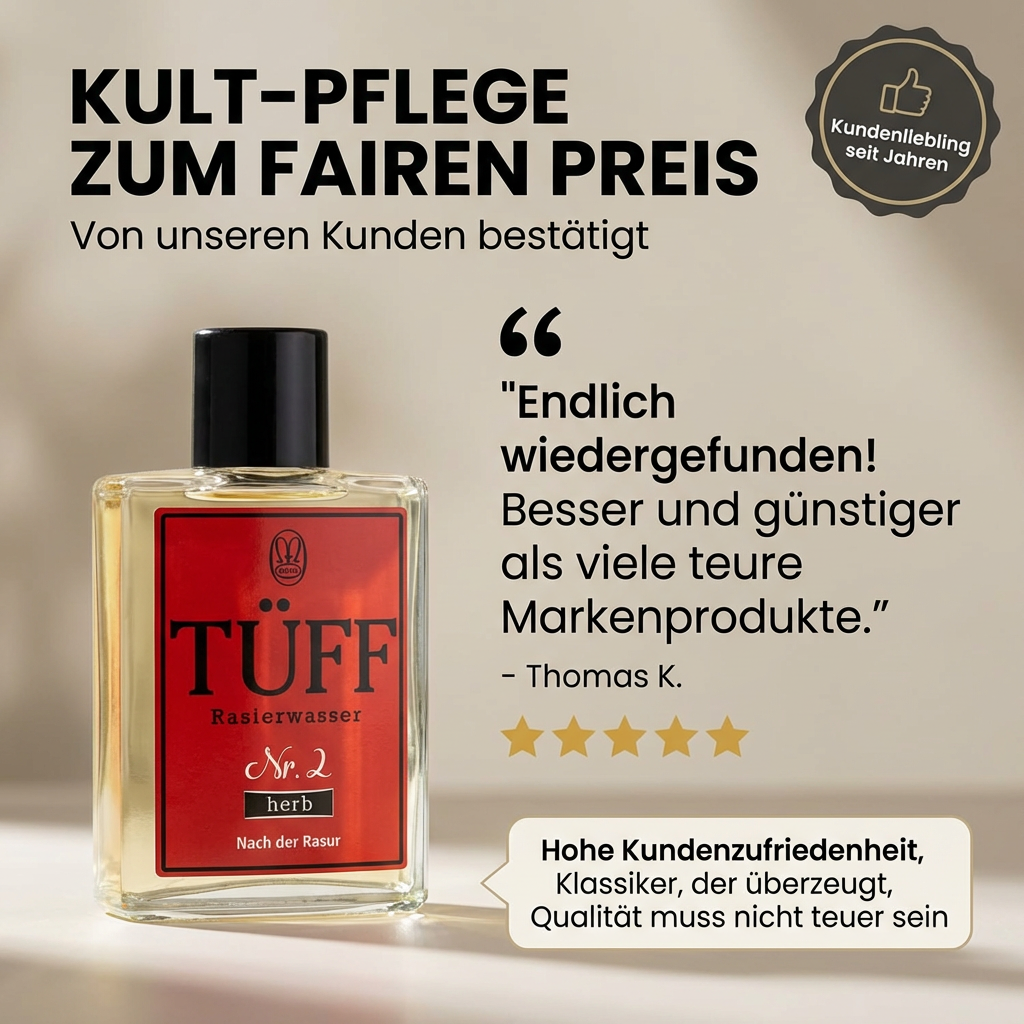 Tüff Nr. 2 - Rasierwasser nach der Rasur "herb" - pflanzlichen Wirkstoffe 100ml