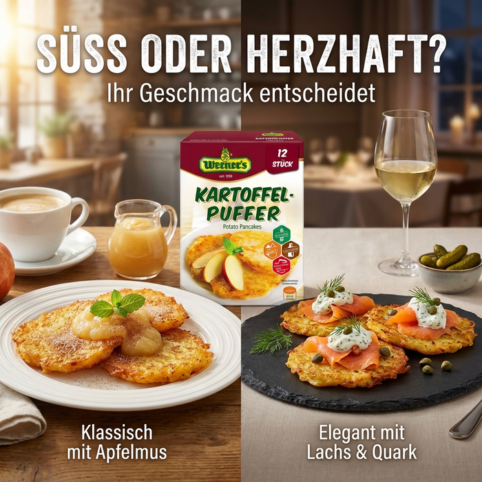 Werner's Kartoffelpuffer 12 Stk. - natürliche Zutaten - anrühen-ziehen lassen-ausbacken 120g