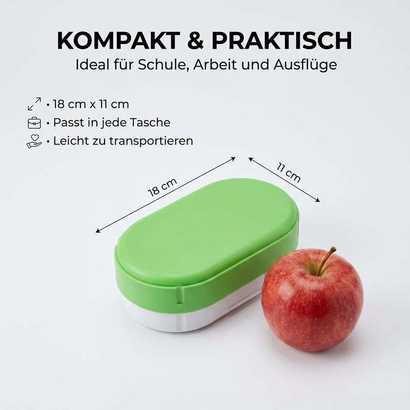Sonja Plastic Brotdose grün-weiße oval und höhenverstellbar - flexibel einsetzbar  18 x 11 cm