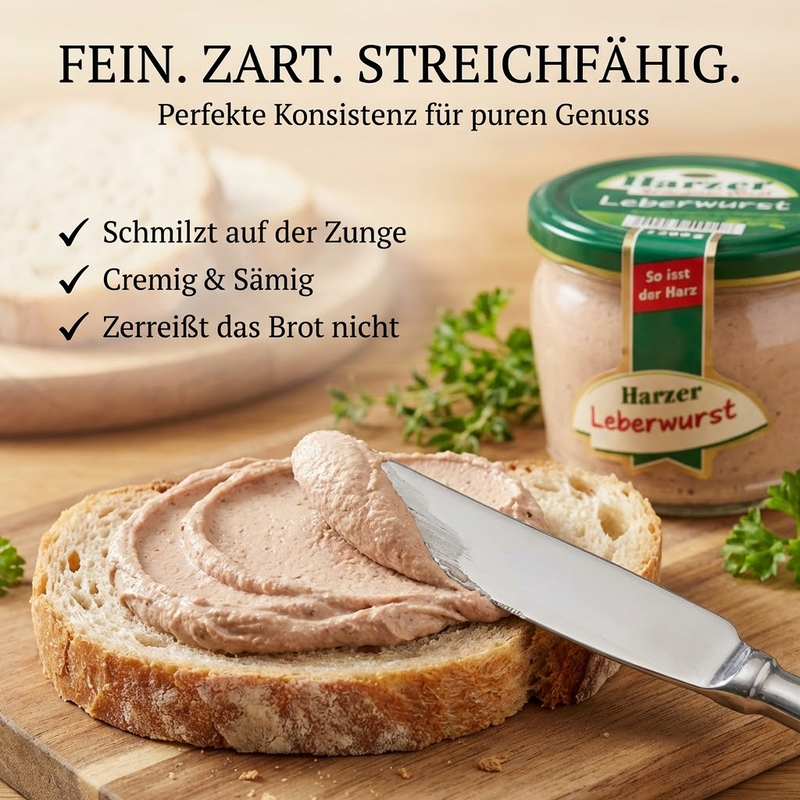 Keunecke Harzer Leberwurst – streichzart ohne Geschmacksverstärker - im Glas 200g