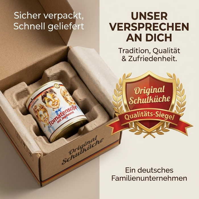 Original DDR Schulküchen-Tomatensoße mit Jagdwurst & Zwiebeln - laktosefrei - keine Geschmacksverstärker - 800 ml