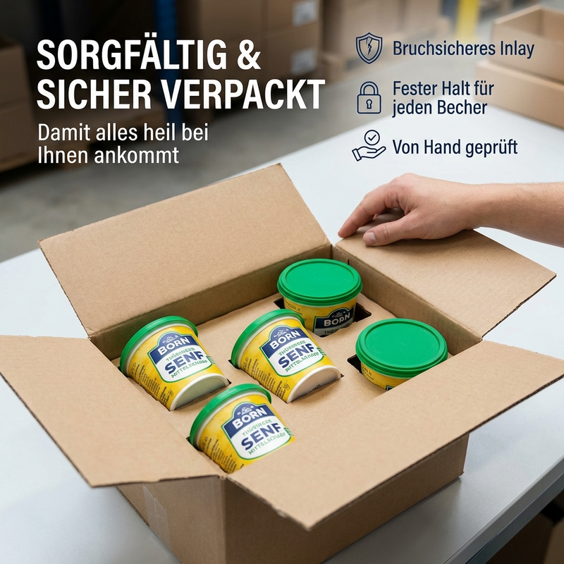 Born Thüringer Senf - Klassiker für Bratwurst & Salate, Dressings oder Braten- & Senfsoßen. Thüringer Anbau mittelscharf 200ml