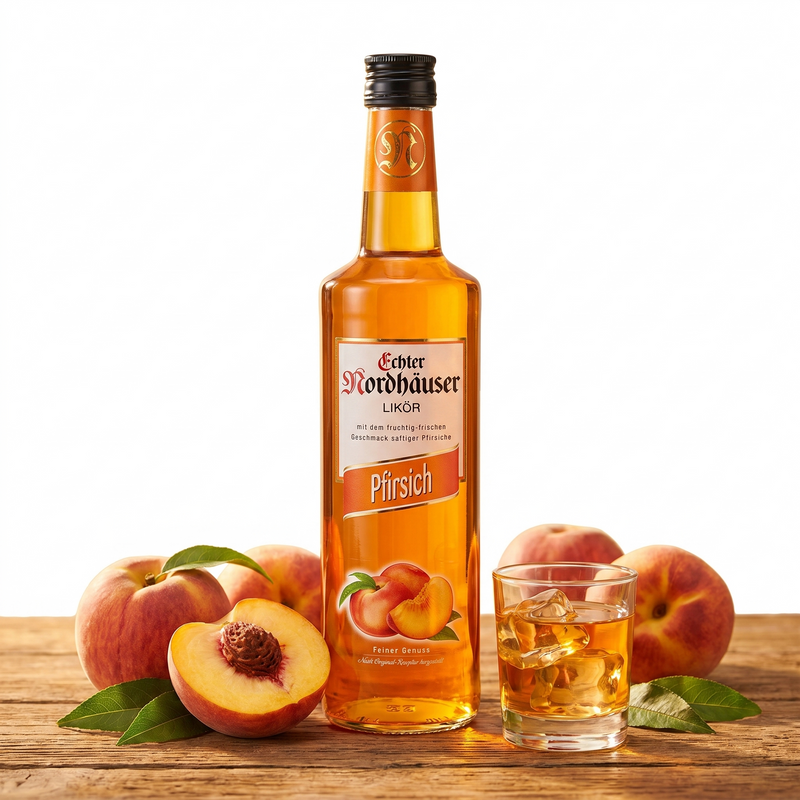 Echter Nordhäuser Pfirsich 0,7l - 17 % vol. fruchtiger Likör - nach Original-Rezeptur