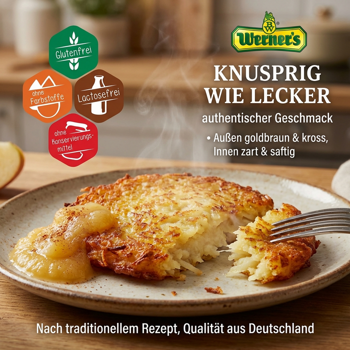 Werner's Kartoffelpuffer 12 Stk. - natürliche Zutaten - anrühen-ziehen lassen-ausbacken 120g