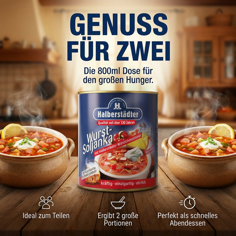 Halberstädter Wurstsoljanka 800ml – herzhafter Klassiker mit Halberstädter Würstchen