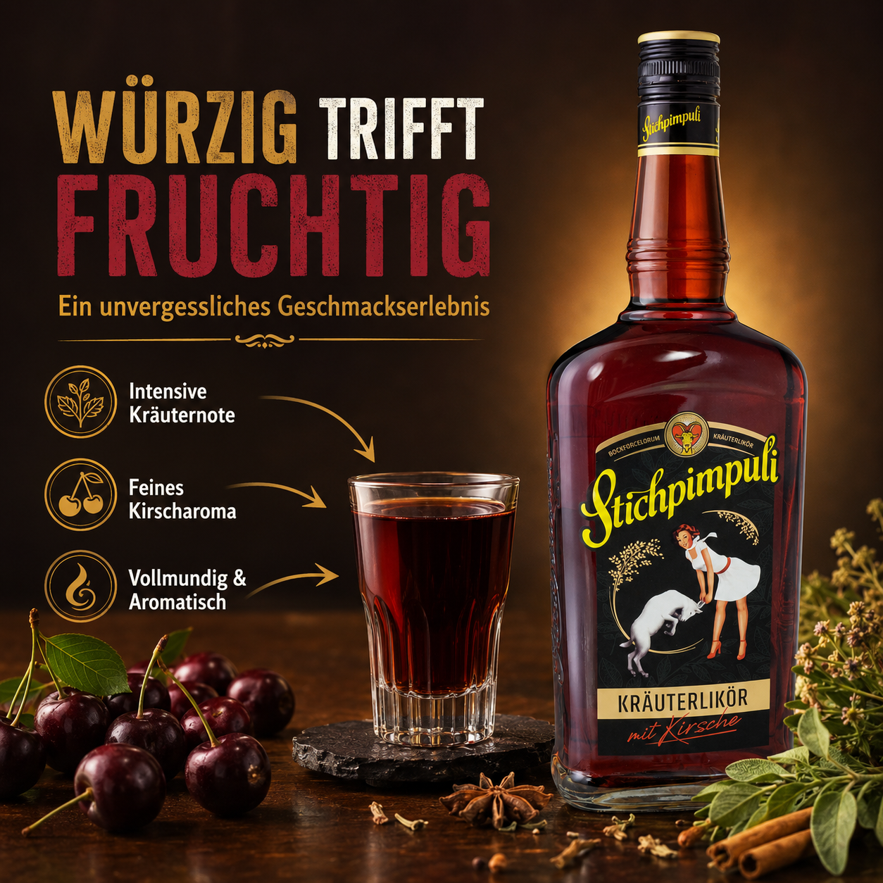 Stichpimpuli bockforcelorum, 0.70l - 35% vol. - Speziallikör