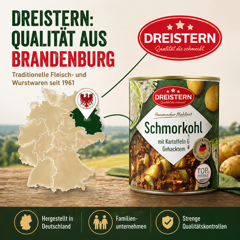 Dreistern Schmorkohl mit Kartoffeln und Gehacktem 800g