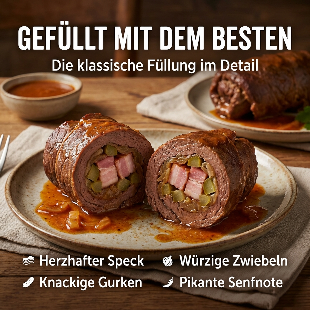 Dreistern Gourmet Rinderrouladen 500g – 2 handgerollte Rouladen mit klassischer Füllung in pikanter Bratensauce – Hausmacher Qualität, schnell zubereitet & lange haltbar