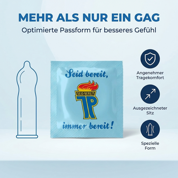 Kondom - mit Jungpionier-Motiv "JP - Seid bereit, immer bereit!" ein lustiges Geschenk und Mitbringsel